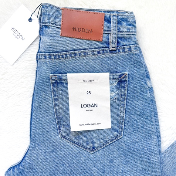 HIDDEN Dad Jean High Rise Wide Straight Leg Distressed 100% Cotton Jeans - Picture 9 of 12